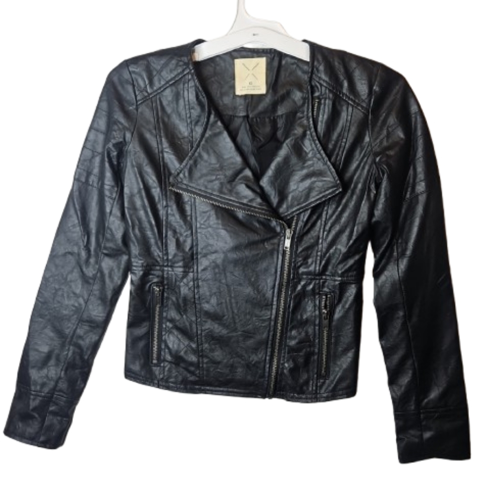 Pins And Needles Black Moto Jacket Faux Leather And Coat LUXURIOUS Elegant XS